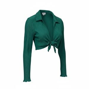 Le Lis notched collar green top, medium